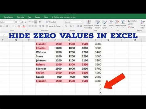 how to remove 0 value in excel formula