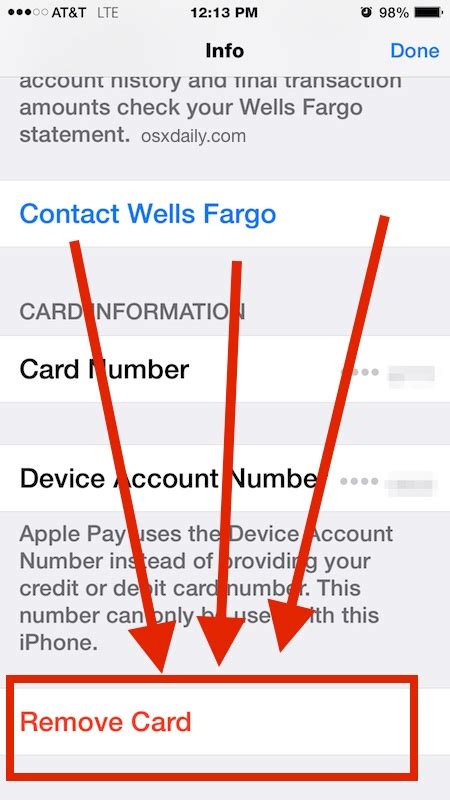 how to remove a debit card from my apple pay