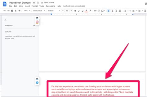 how to remove a page break from google docs