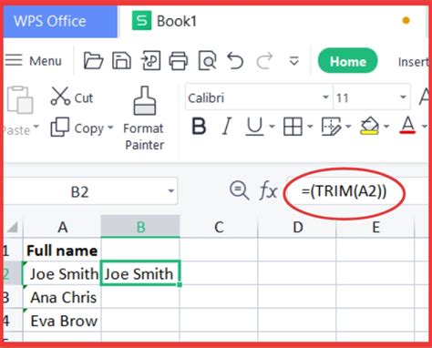 how to remove a single space before text in excel