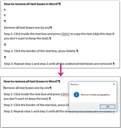 how to remove all boxes in word