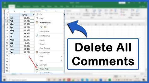 how to remove all comments in an excel spreadsheet