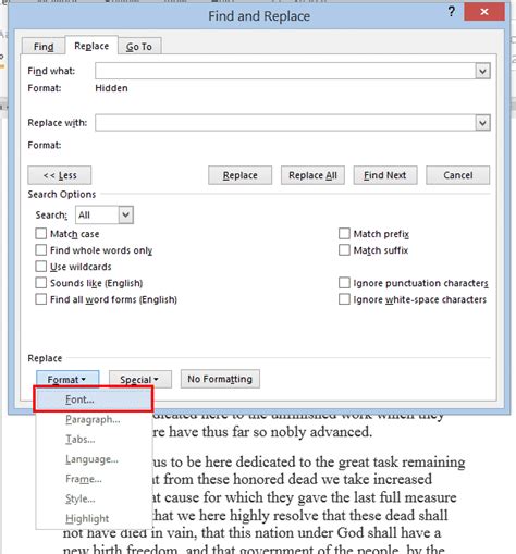 how to remove all hidden content in word