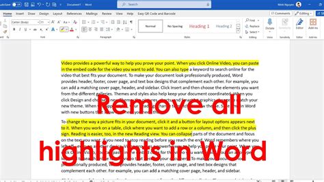 how to remove all highlights from word document