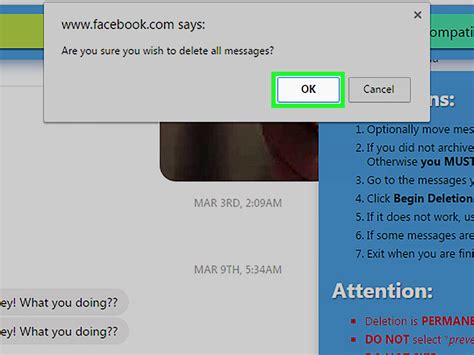 how to remove all messages on facebook messenger