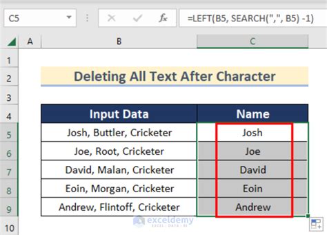 how to remove all text after a comma in excel