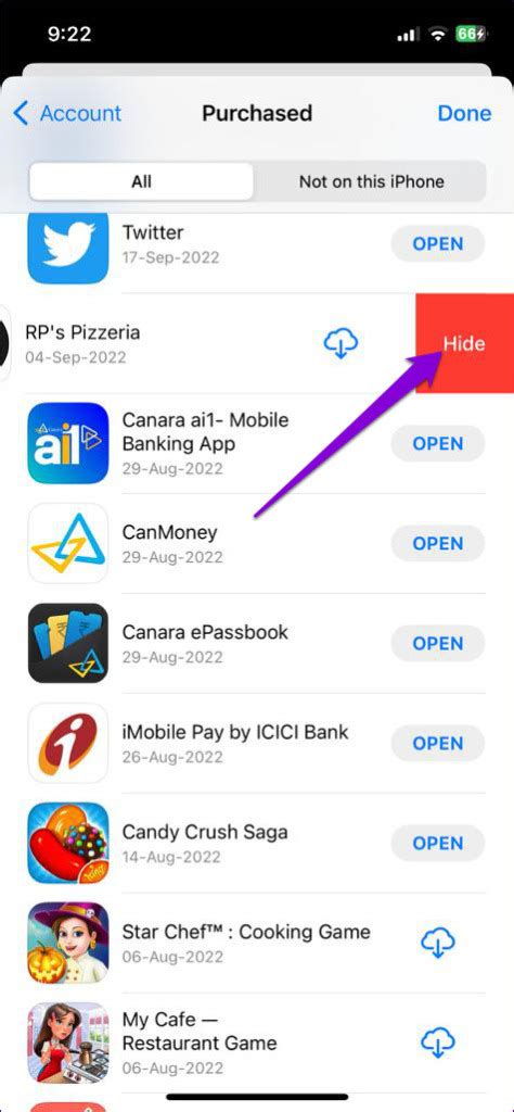 how to remove already downloaded apps from app store in iphone