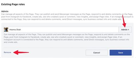 how to remove an admin from my fb page