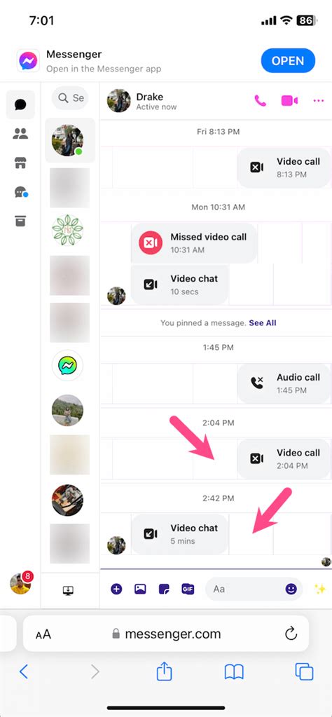 how to remove audio call from messenger on iphone