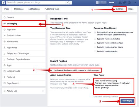 how to remove auto message on facebook page