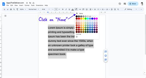 how to remove background color behind text in google docs