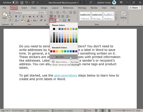 how to remove background color in word 2007