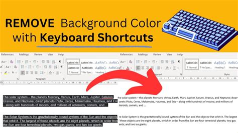 how to remove background color in word shortcut key