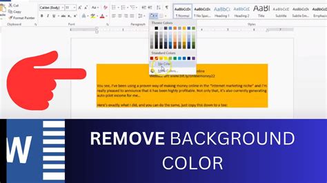 how to remove background colour in word file