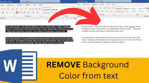 how to remove background colour of text in ms word