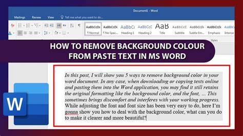 how to remove background from pasted text in word