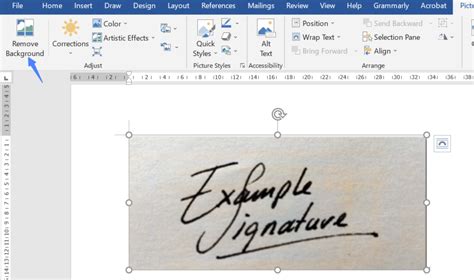 how to remove background from signature image in word