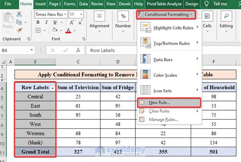 how to remove blank rows in pivot table in excel