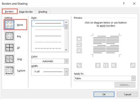 how to remove border from header in word