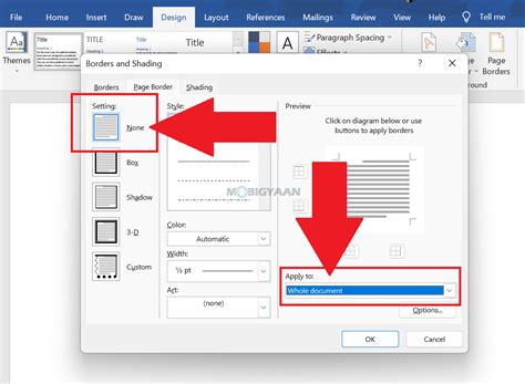 how to remove border in word in phone