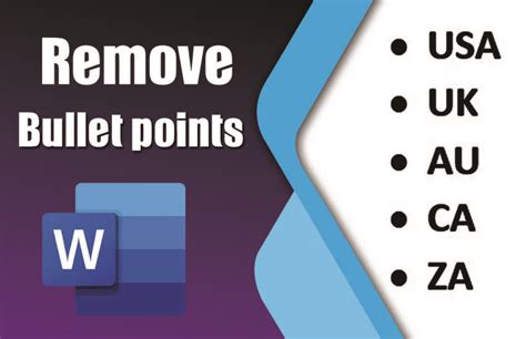 how to remove bullet points in word