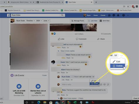 how to remove comment on facebook page