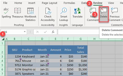 how to remove comments in excel sheet