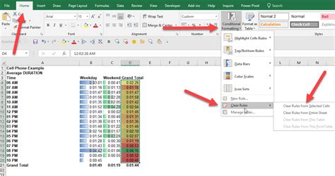 how to remove conditional formatting in excel