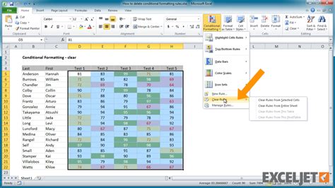 how to remove conditional formatting in excel shortcut
