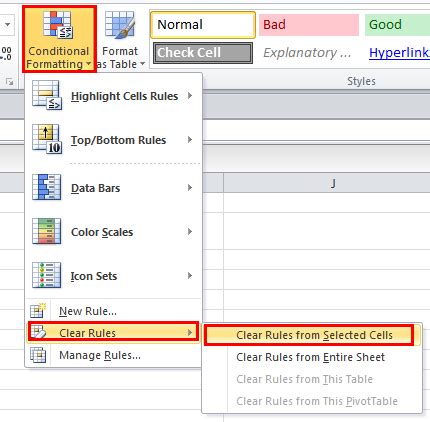 how to remove conditional formatting in word