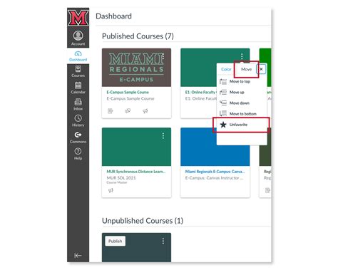 how to remove courses off canvas dashboard