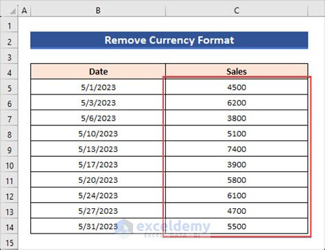 how to remove currency format in excel