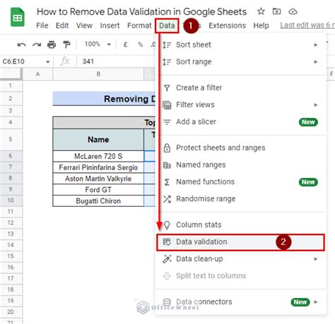 how to remove data validation from google sheets