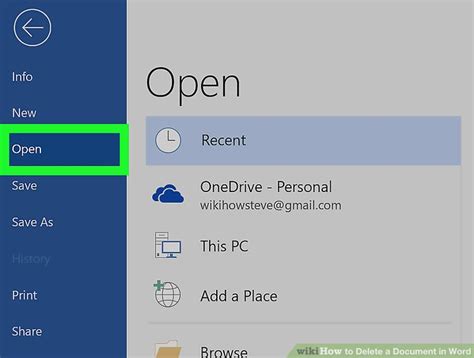 how to remove document in word