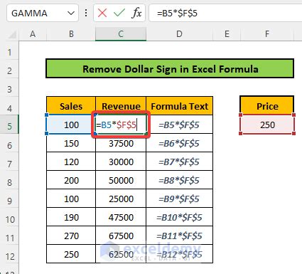 how to remove dollar sign in excel without formula