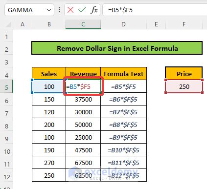 how to remove dollar symbol from numbers in excel without formula