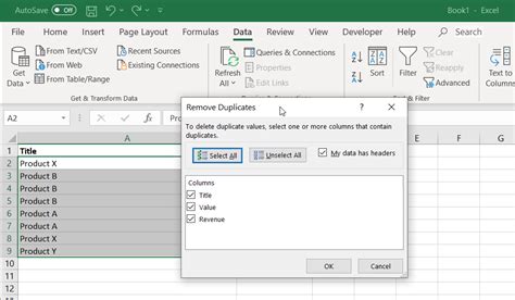 how to remove duplicate formula in excel shortcut