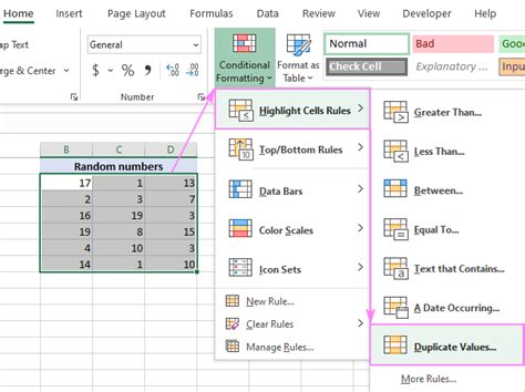 how to remove duplicate pink color in excel