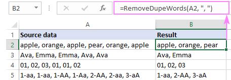 how to remove duplicate text in excel cell