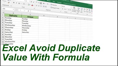 how to remove duplicate values in excel with formula