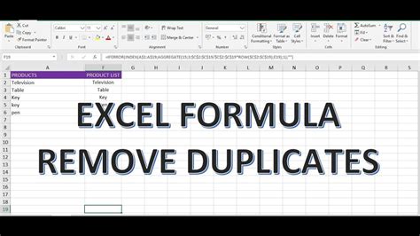 how to remove duplicates in excel formula
