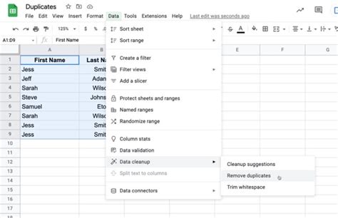 how to remove duplicates in google sheets