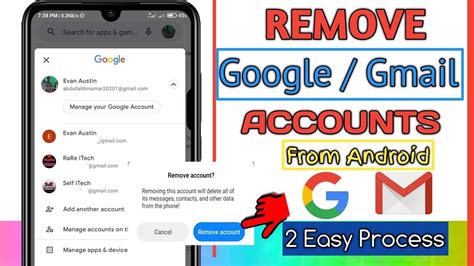 how to remove extra gmail account from android phone