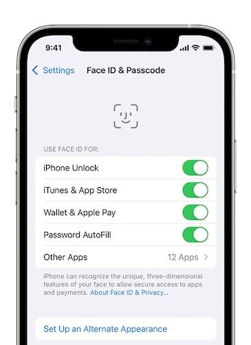 how to remove face id from mail app on iphone