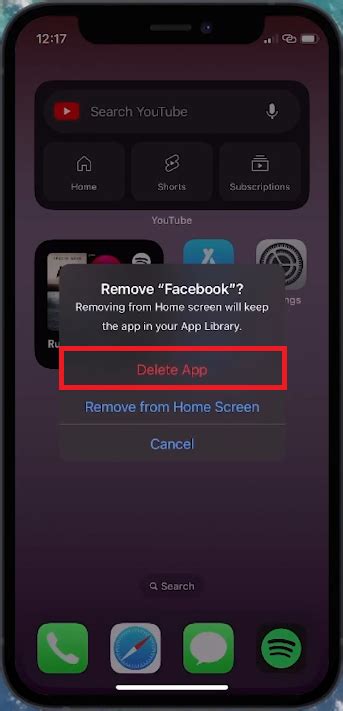 how to remove facebook app from iphone