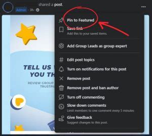 how to remove featured post on fb page