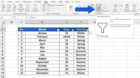 how to remove filter arrow in excel cell