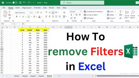 how to remove filter in microsoft excel
