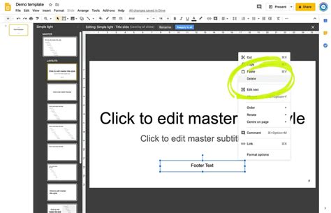 how to remove footer from google slides