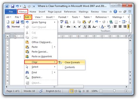 how to remove formatting in word 2007